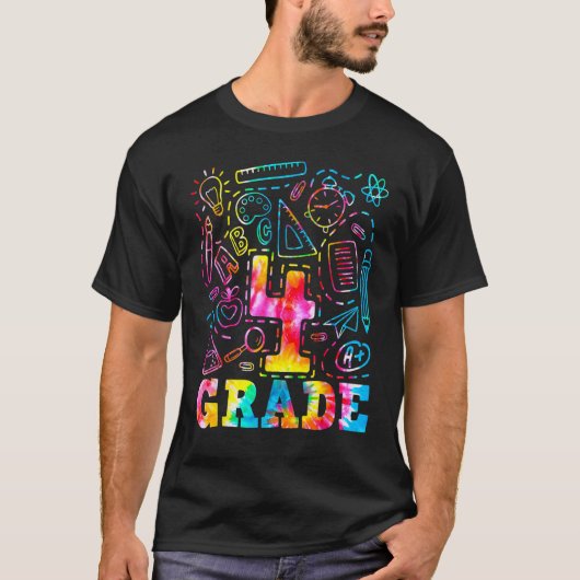 Tie Dye Typography Fourth Grade 1st Day of School  Tシャツ (正面)