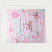  Tie Dye Unicorn Coquette Bow Birthday Backdrop  タペストリー (正面(横))