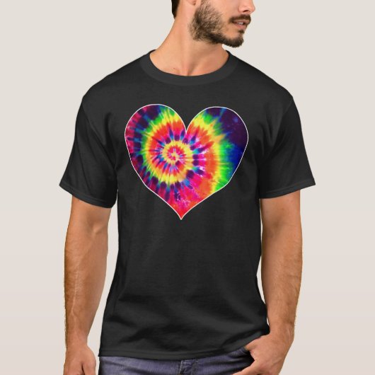 Tie Dyed Valentine's Day Shirt Cute Tye Dye Heart Tシャツ (正面)
