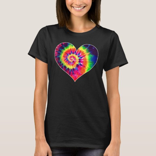 Tie Dyed Valentine's Day Shirt Cute Tye Dye Heart Tシャツ (正面)
