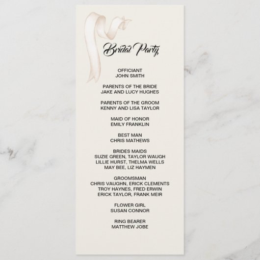 Tie the knot double side program card  プログラム (裏面)