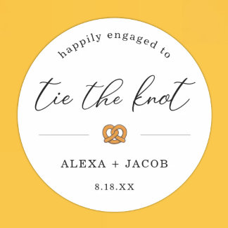 Tie the Knot Pretzel Engagement Party Favor Label ラウンドシール