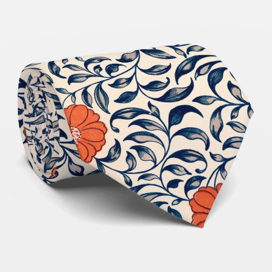 Tie with black and red floral pattern ネクタイ (ロール)