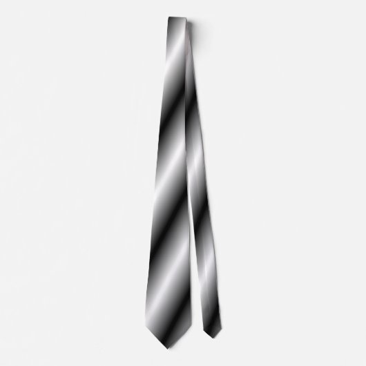 Tie With Silver, White, Black Diagonal Stripes ネクタイ (正面)