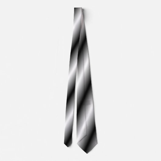 Tie With Silver, White, Black Diagonal Stripes ネクタイ (裏面)