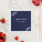 Tied The Knot Nautical Rope White & Navy Wedding スタンダードカクテルナプキン (インサイチュ)