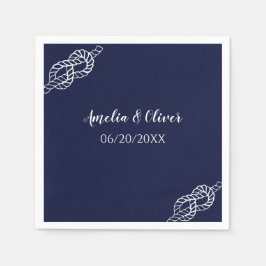 Tied The Knot Nautical Rope White & Navy Wedding スタンダードカクテルナプキン