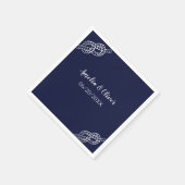 Tied The Knot Nautical Rope White & Navy Wedding スタンダードカクテルナプキン (角)