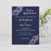 Tied The Knot Nautical Rope White Navy Wedding 招待状 (スタンド正面)