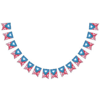 tiedyeのパーティーの旗布の旗のプエルトリコの旗 バンティングフラッグ