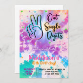 TieDyeアウト指独身の数女の子の誕生日招待状。 招待状 (正面/裏面)
