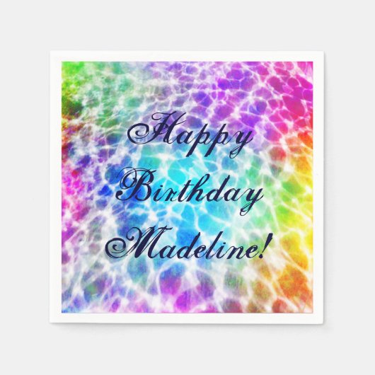 Tiedye Hippie Wavy Rainbowエフェクト スタンダードカクテルナプキン (正面)