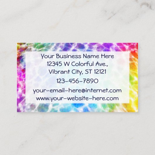 Tiedye Hippie Wavy Rainbowエフェクト 名刺 (裏面)
