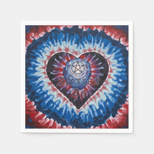 TieDyeHeart スタンダードカクテルナプキン (正面)