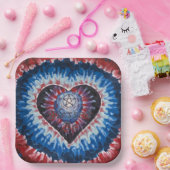 TieDyeHeart ペーパープレート (パーティー)