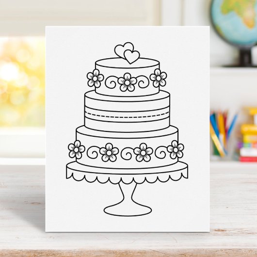 Tiered 結婚's Cake Coloringページ ポスター