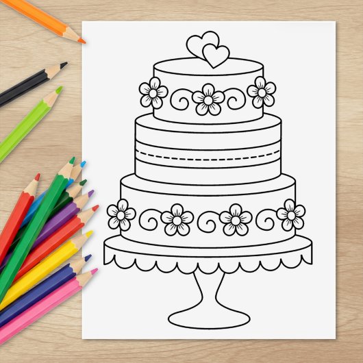 Tiered 結婚's Cake Coloringページ ラバースタンプ