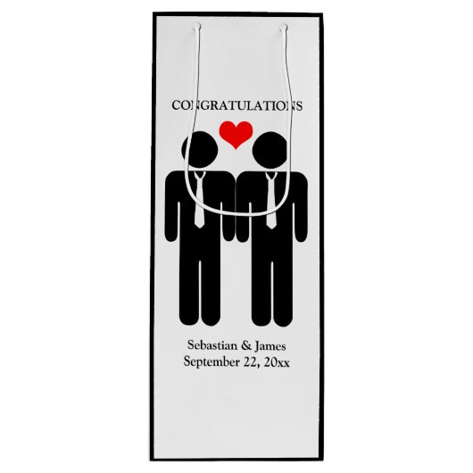 Tiesのカスタマイズ可能結婚な2つのルーム ワインギフトバッグ (正面)