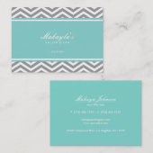 tifの青とのエレガントなシェブロンのモダンな灰色及び白 名刺 (正面/裏面)