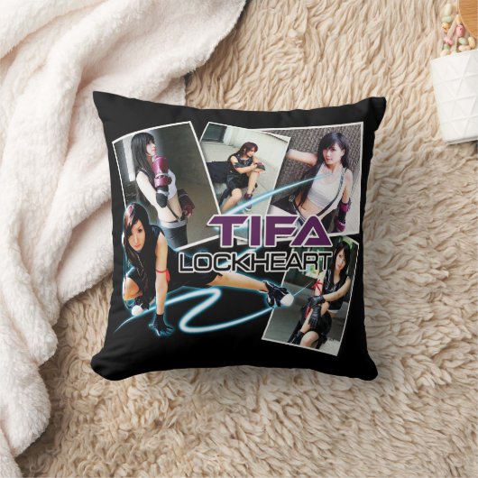 Tifa LockHeart Black Pillow クッション (ブランケット)
