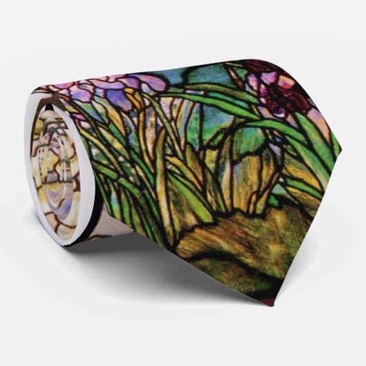 Tiffanyのステンドグラスのアイリス及びマグノリアのタイ ネクタイ (ロール)