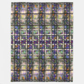 Tiffanyのステンドグラスのクレマチスの花柄の花 フリースブランケット (正面)