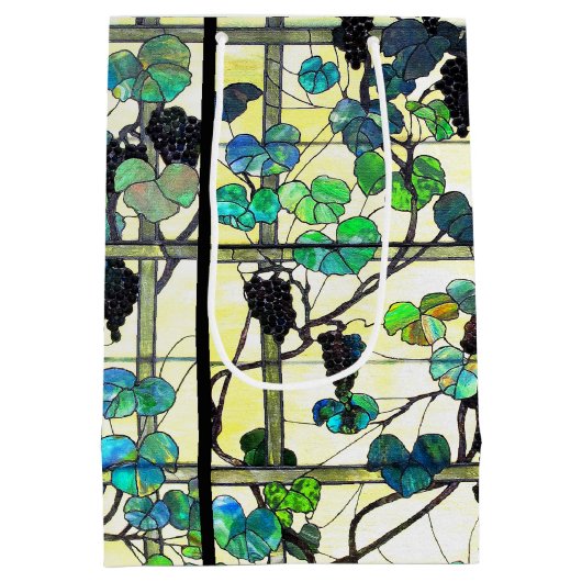 Tiffanyのステンドグラスのブドウ園のブドウのギフトバッグ ミディアムペーパーバッグ (裏面)