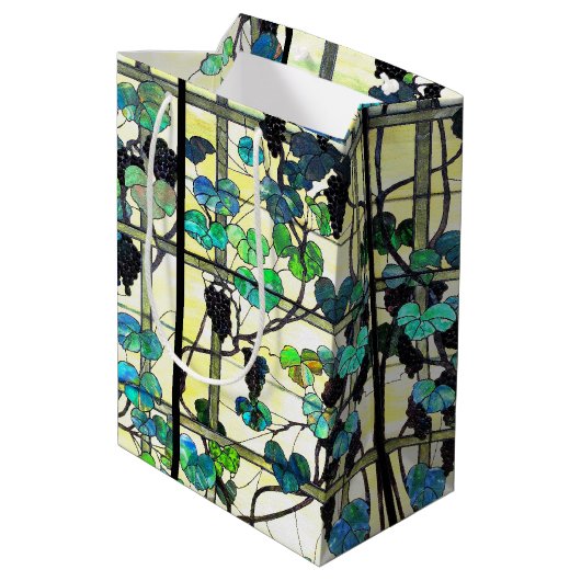 Tiffanyのステンドグラスのブドウ園のブドウのギフトバッグ ミディアムペーパーバッグ (裏面アングル)