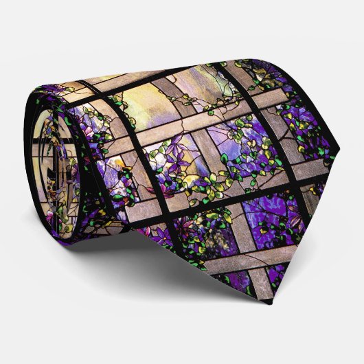 Tiffanyのステンドグラスの格子つる植物のタイ ネクタイ (ロール)