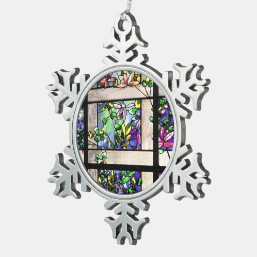 Tiffanyのステンドグラスの雪片のオーナメント スノーフレークピューターオーナメント (右)