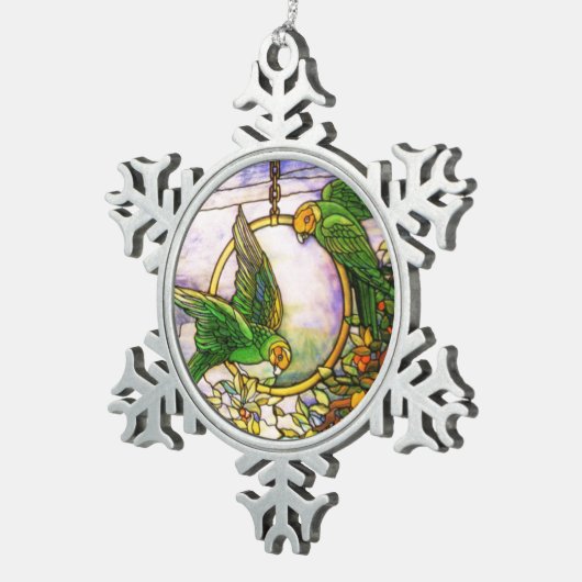 Tiffanyのステンドグラスの雪片のオーナメント スノーフレークピューターオーナメント (右)