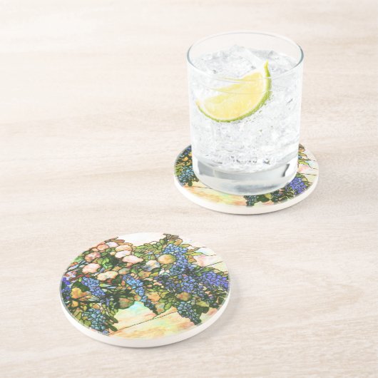 Tiffanyのステンドグラス窓の藤のつる植物の芸術 コースター (側面)