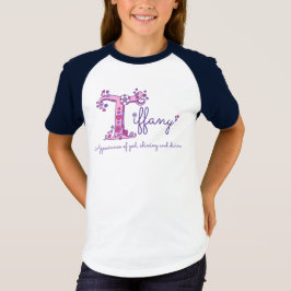 Tiffanyの女の子の名前及びTのモノグラムのワイシャツを意味すること Tシャツ