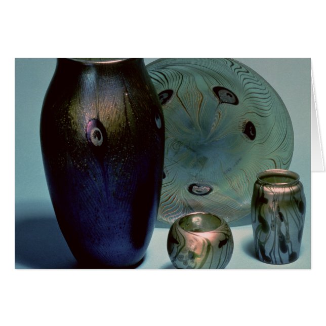 Tiffanyのfavrileプレートおよびつぼ (正面横)