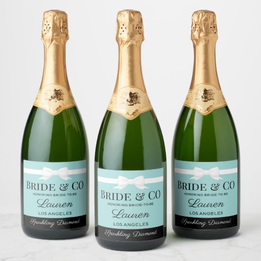 Tiffany Inspired Bride Beverage Bottle Label  スパークリングワインラベル (ボトル)
