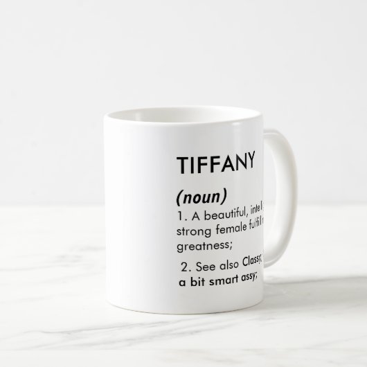 Tiffany name, Editable name, Custom name コーヒーマグカップ (正面右)