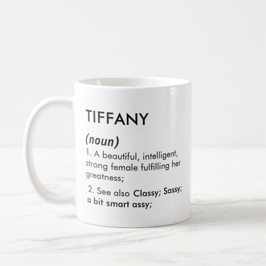 Tiffany name, Editable name, Custom name コーヒーマグカップ (左)