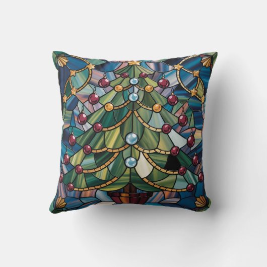Tiffany-Style Stained Glass Christmas Tree クッション (裏面)
