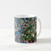 Tiffany-Style Stained Glass Christmas Tree コーヒーマグカップ (正面右)