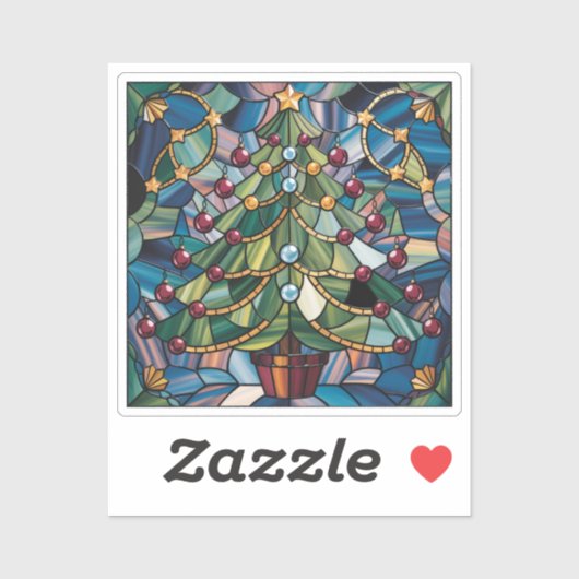 Tiffany-Style Stained Glass Christmas Tree シール (シート)