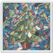 Tiffany-Style Stained Glass Christmas Tree シール (正面)