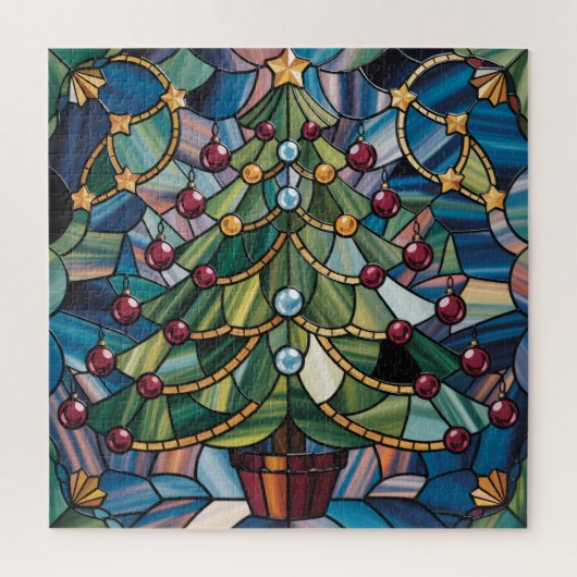 Tiffany-Style Stained Glass Christmas Tree ジグソーパズル (縦)