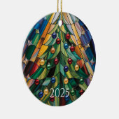 Tiffany-Style Stained Glass Christmas Tree セラミックオーナメント (右)