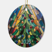 Tiffany-Style Stained Glass Christmas Tree セラミックオーナメント (左)
