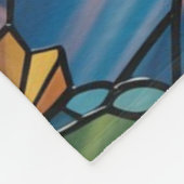 Tiffany-Style Stained Glass Christmas Tree フリースブランケット (角)