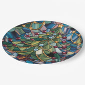 Tiffany-Style Stained Glass Christmas Tree ペーパープレート (アングル)