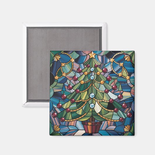 Tiffany-Style Stained Glass Christmas Tree マグネット (正面/裏面)