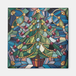 Tiffany-Style Stained Glass Christmas Tree マグネット