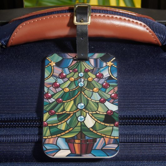 Tiffany-Style Stained Glass Christmas Tree ラゲッジタグ (正面インサイチュ2)