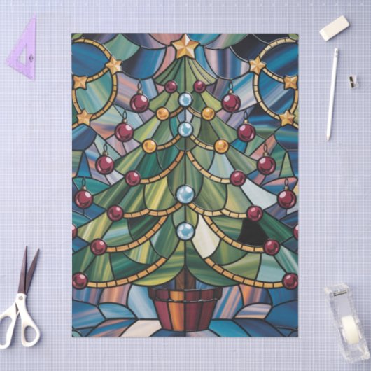 Tiffany-Style Stained Glass Christmas Tree 薄葉紙 (クラフト)